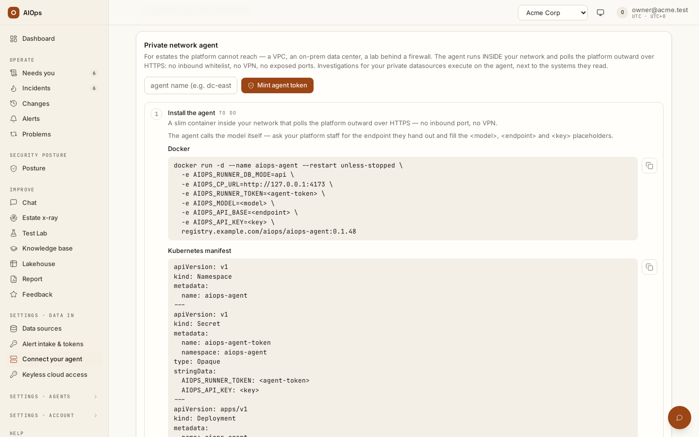 Connect your own agent and the private-network agent
