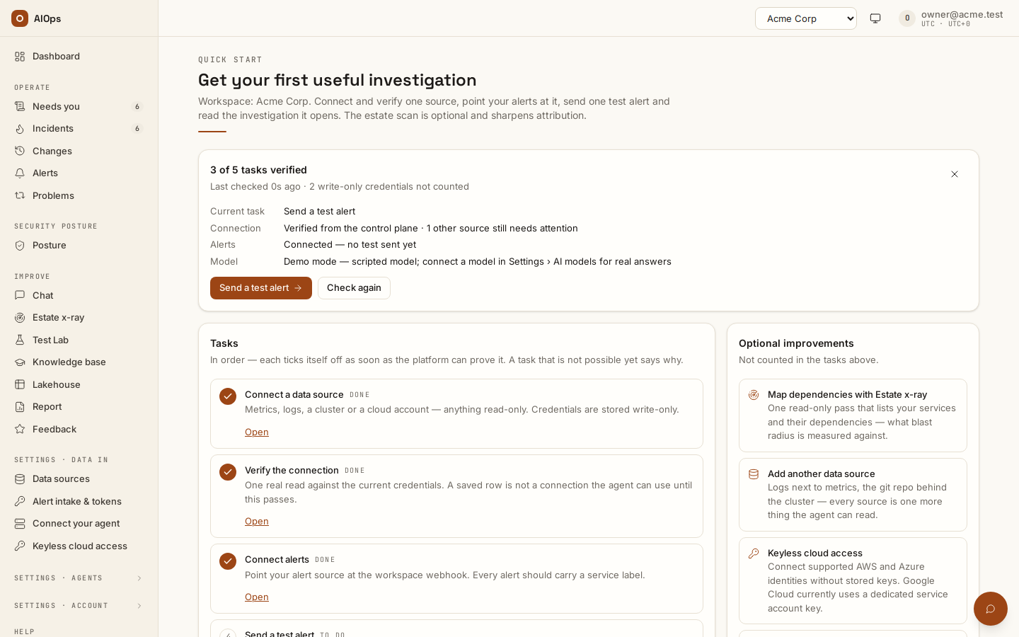 Your first connection: read access, the connect form and estate discovery